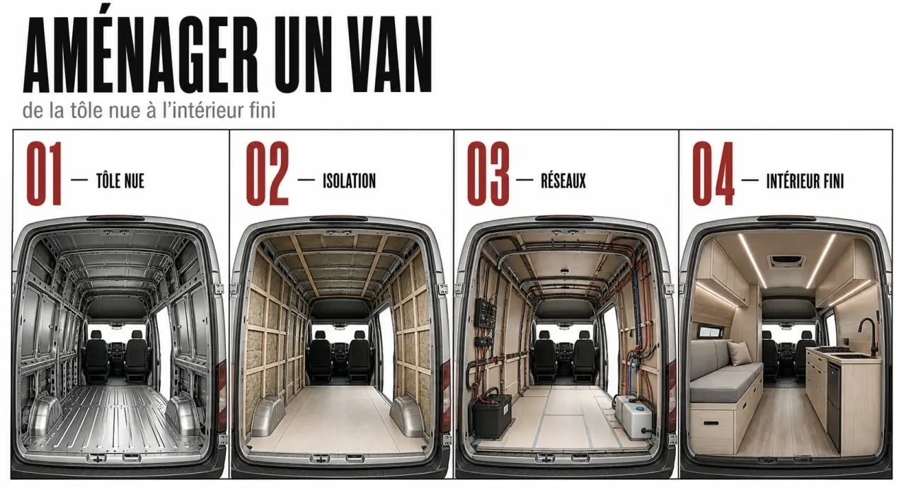 Aménager son van pour des escapades outdoor tout confort : étapes d’aménagement d’un van, de la tôle nue à l’intérieur fini