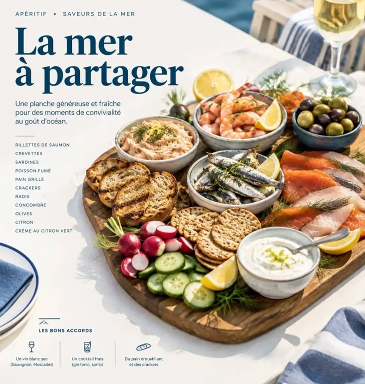 Recettes et idées gourmandes autour des produits de la mer avec une planche apéritive fraîche à partager